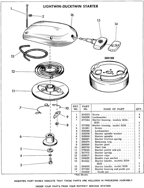 Evinrude Lightwin 3012 Parts Manual Page 1